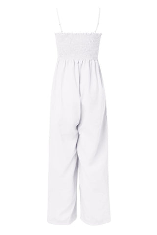 Dana Smocked Spaghetti Strap Wide Leg Jumpsuit - SwagglyLife Home & Fashion