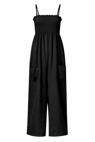 Dana Smocked Spaghetti Strap Wide Leg Jumpsuit - SwagglyLife Home & Fashion