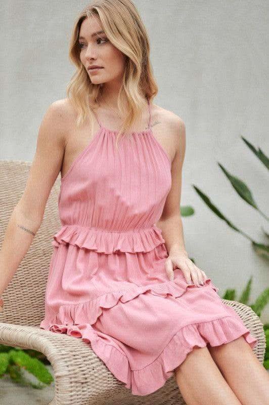 DAVID & DANI Solid Ruffle Sleeveless Mini Dress - SwagglyLife Home & Fashion