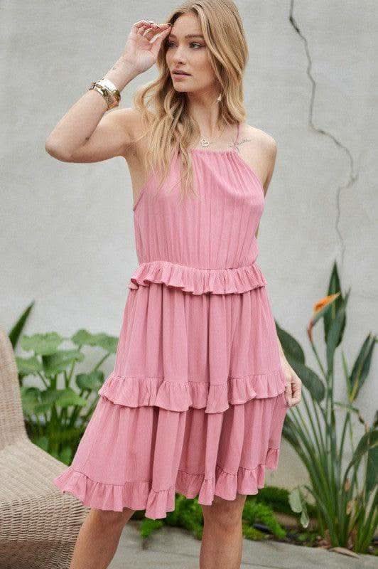 DAVID & DANI Solid Ruffle Sleeveless Mini Dress - SwagglyLife Home & Fashion