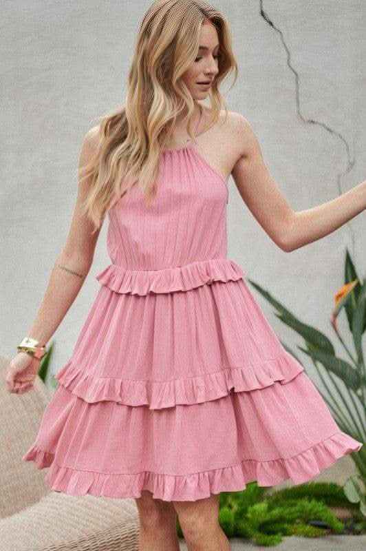 DAVID & DANI Solid Ruffle Sleeveless Mini Dress - SwagglyLife Home & Fashion