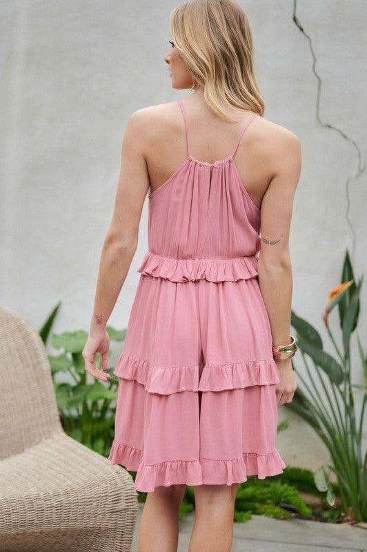 DAVID & DANI Solid Ruffle Sleeveless Mini Dress - SwagglyLife Home & Fashion