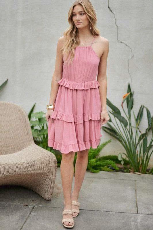 DAVID & DANI Solid Ruffle Sleeveless Mini Dress - SwagglyLife Home & Fashion