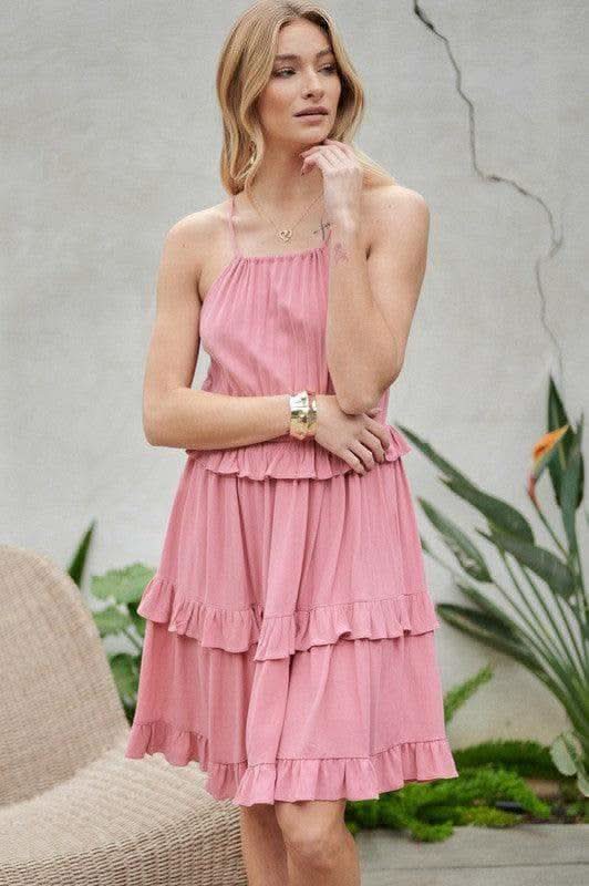 DAVID & DANI Solid Ruffle Sleeveless Mini Dress - SwagglyLife Home & Fashion