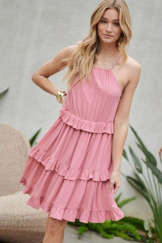 DAVID & DANI Solid Ruffle Sleeveless Mini Dress - SwagglyLife Home & Fashion