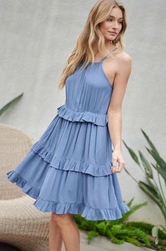 DAVID & DANI Solid Ruffle Sleeveless Mini Dress - SwagglyLife Home & Fashion