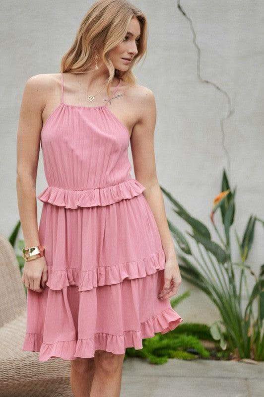 DAVID & DANI Solid Ruffle Sleeveless Mini Dress - SwagglyLife Home & Fashion