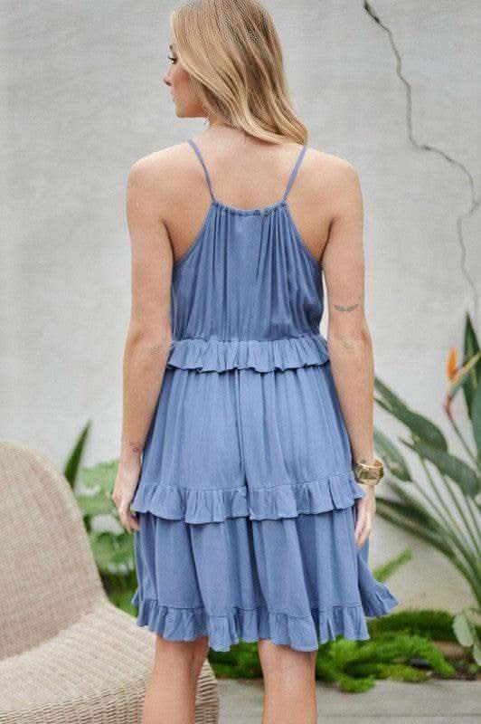 DAVID & DANI Solid Ruffle Sleeveless Mini Dress - SwagglyLife Home & Fashion