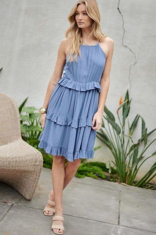 DAVID & DANI Solid Ruffle Sleeveless Mini Dress - SwagglyLife Home & Fashion