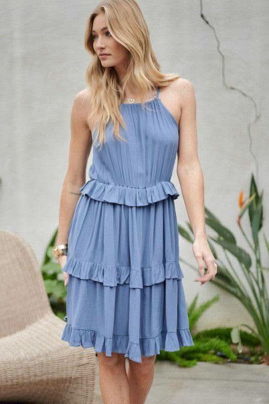 DAVID & DANI Solid Ruffle Sleeveless Mini Dress - SwagglyLife Home & Fashion
