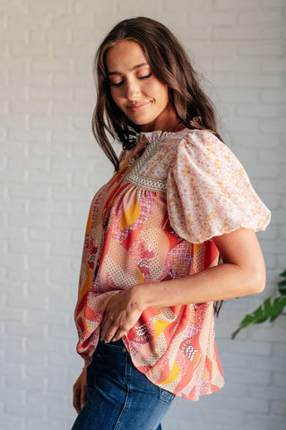 Day Dreamer Mixed Floral Top in Mauve - SwagglyLife Home & Fashion