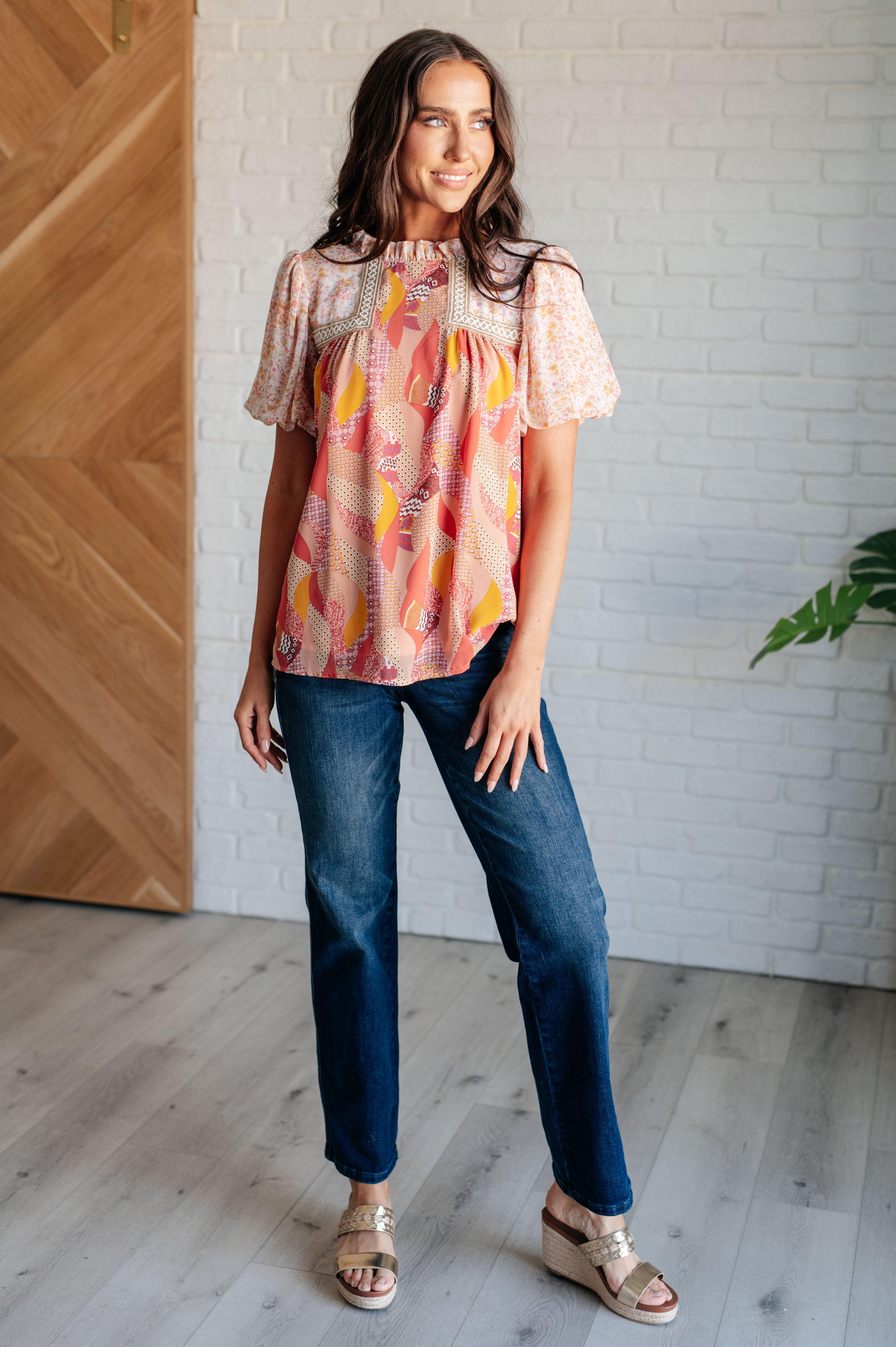 Day Dreamer Mixed Floral Top in Mauve - SwagglyLife Home & Fashion