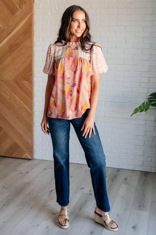 Day Dreamer Mixed Floral Top in Mauve - SwagglyLife Home & Fashion