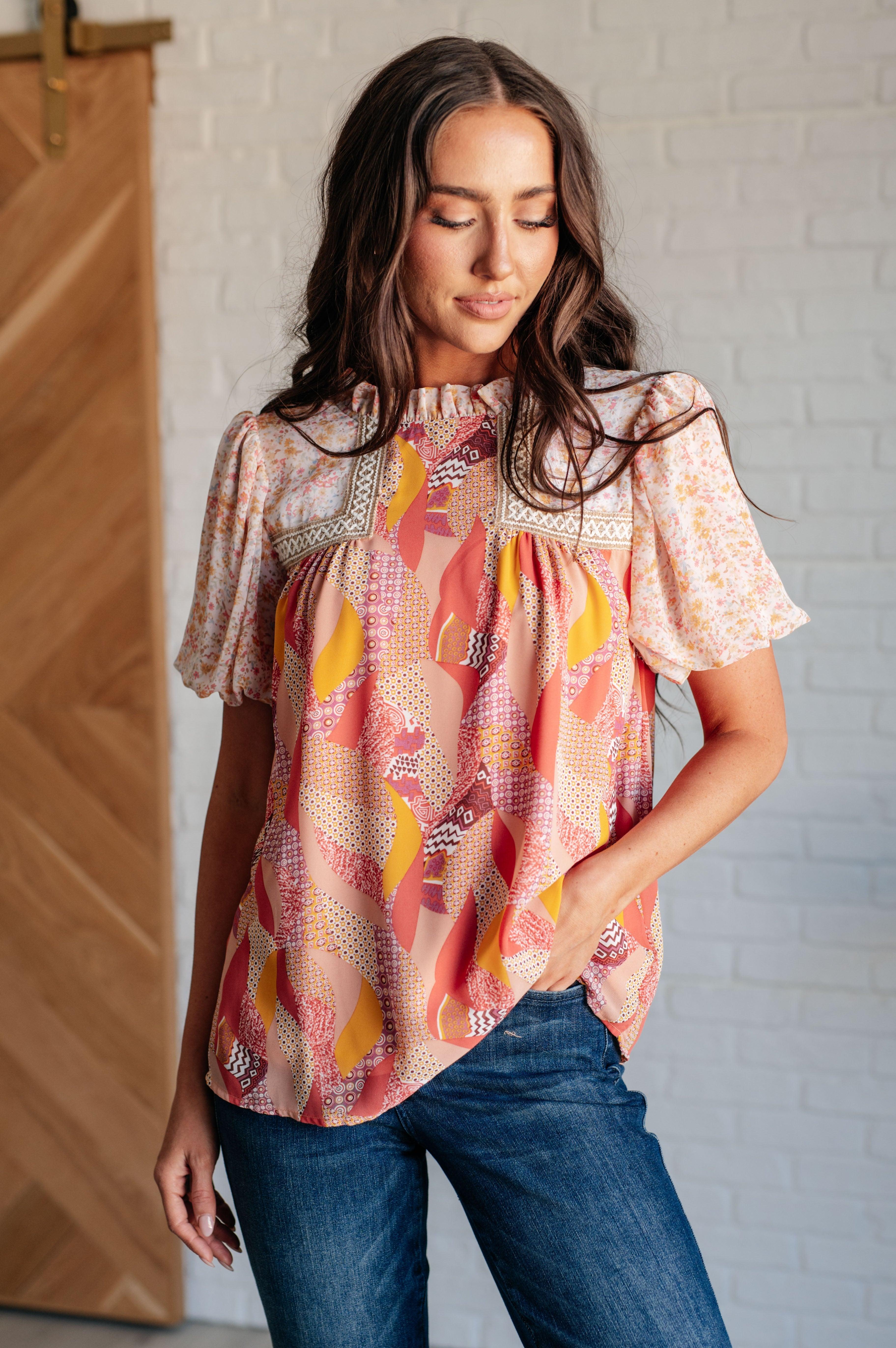 Day Dreamer Mixed Floral Top in Mauve - SwagglyLife Home & Fashion
