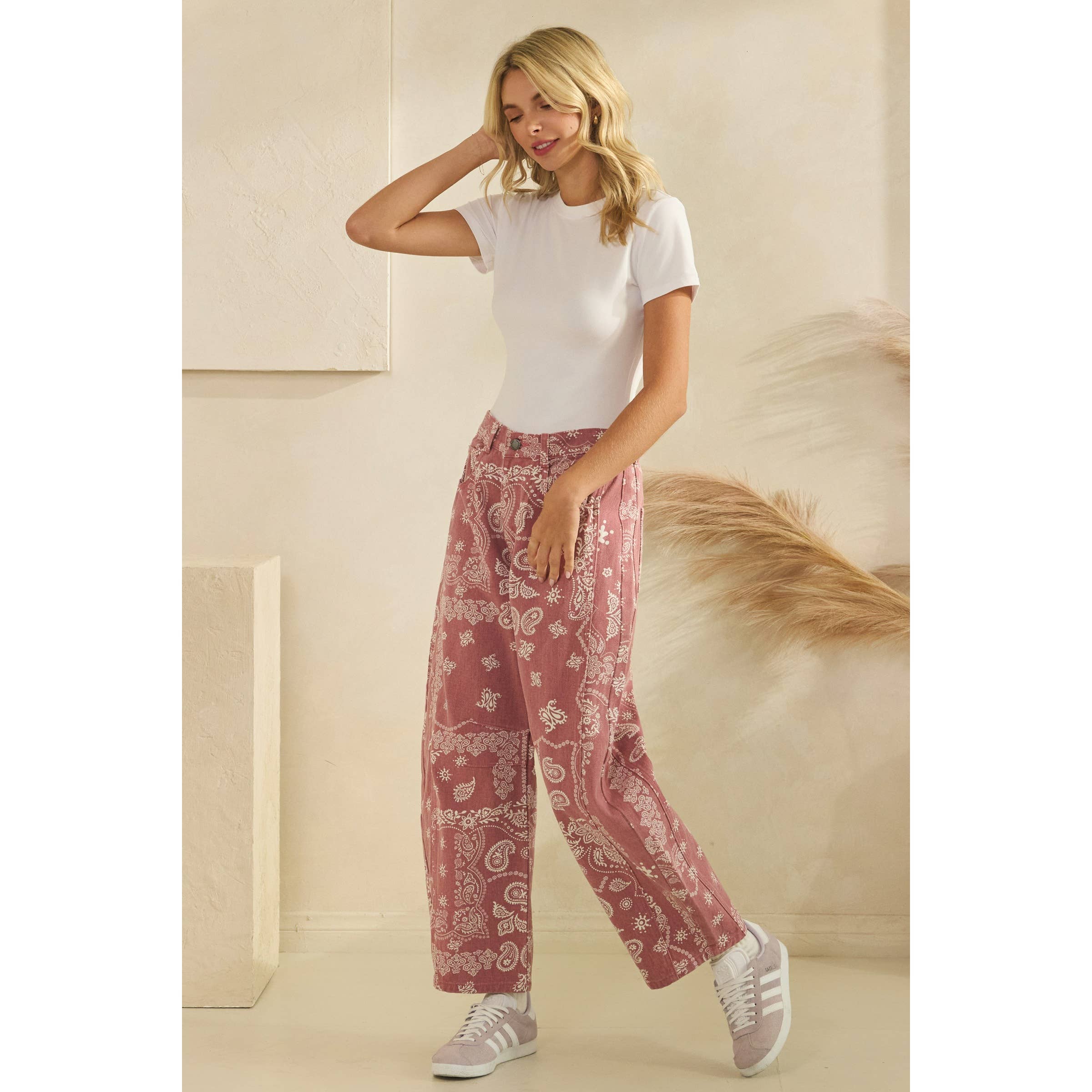 Vintage Pink Paisley Denim in - photo
