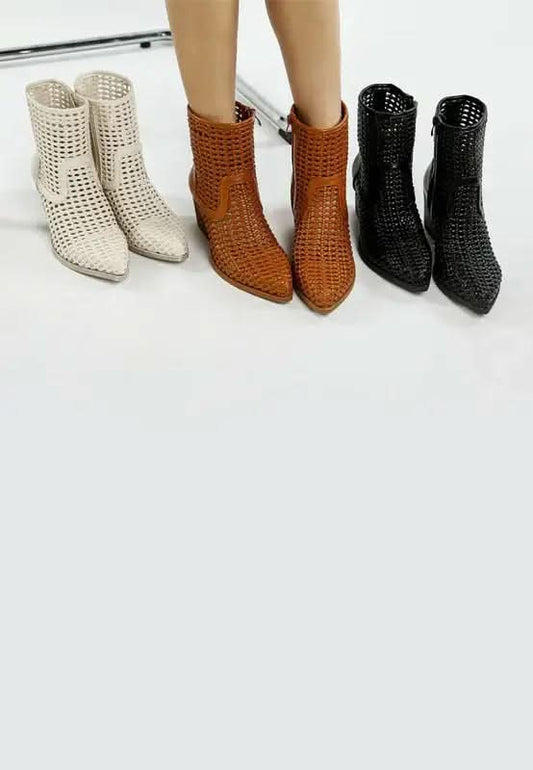 Rag & Co. Artisole Woven Pleather Block Heel Boots in - photo