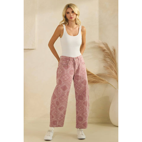 Vintage Pink Paisley Denim in - photo