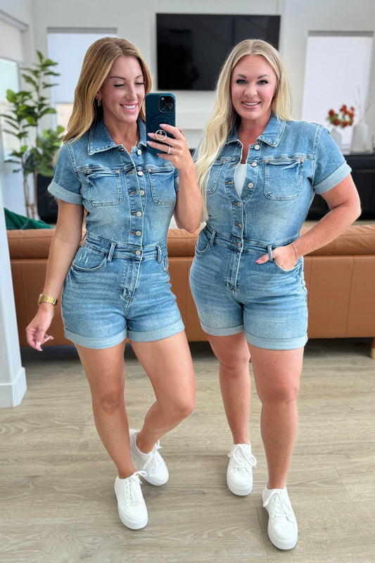 Delia High Rise Short Sleeve Romper - SwagglyLife Home & Fashion