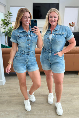 Delia High Rise Short Sleeve Romper - SwagglyLife Home & Fashion