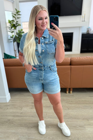 Delia High Rise Short Sleeve Romper - SwagglyLife Home & Fashion