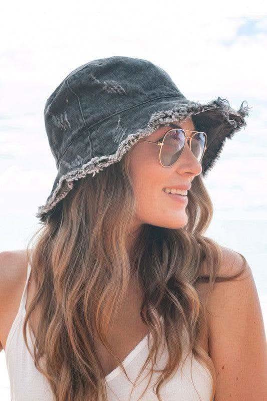 Denim Bucket Hat in Black Wash OneSize - Hats photo