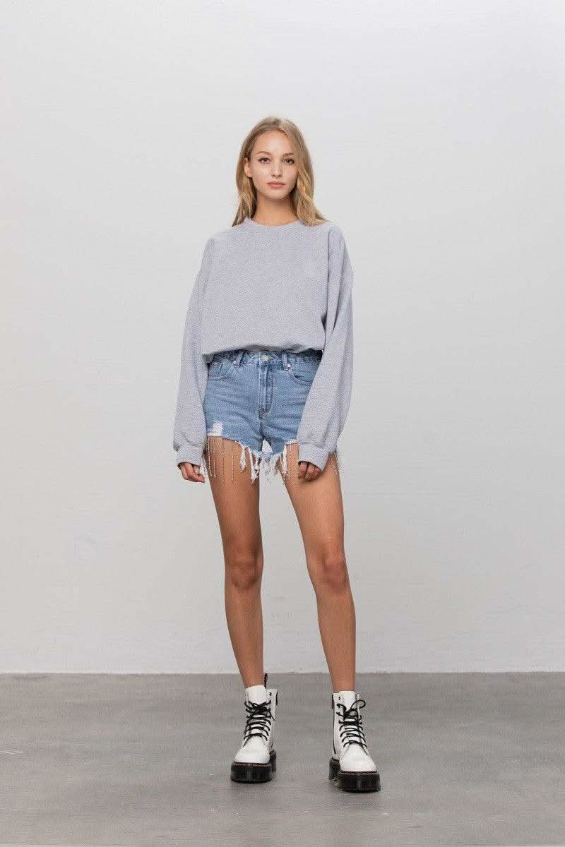 Denim Lab USA Rhinestone Denim Shorts - SwagglyLife Home & Fashion