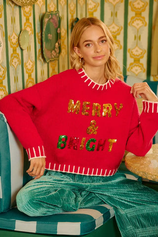 BiBi Christmas Theme Sequin Lattering Sweater in - photo