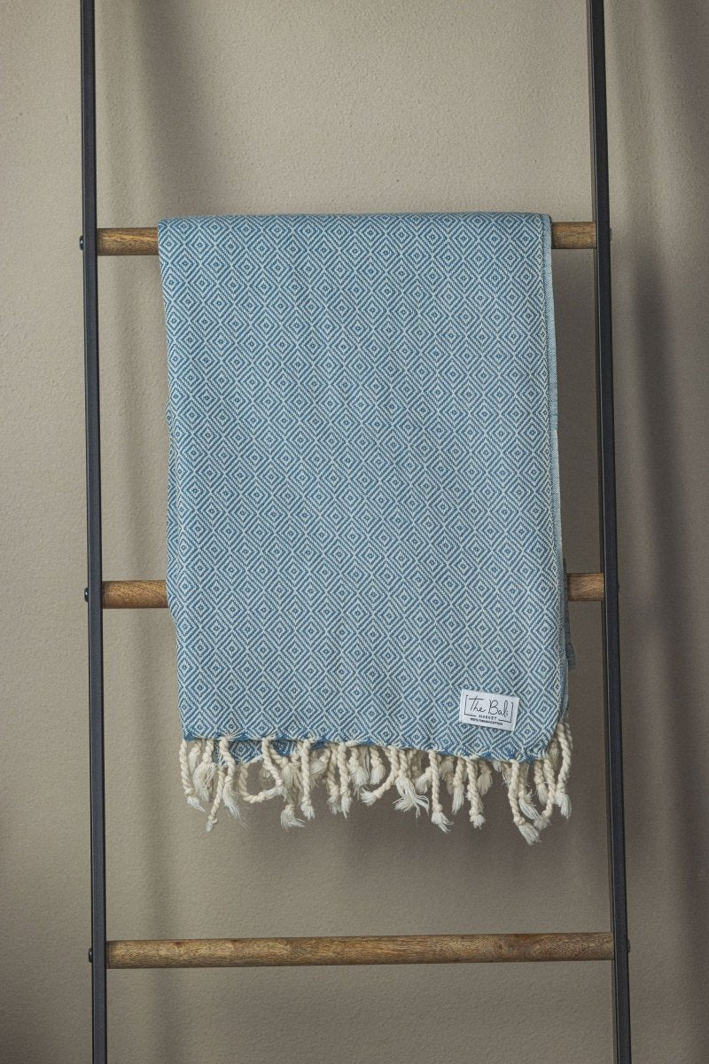 Diamond Turkish Towels – Luxurious Bath or Throw Blanket in Air Blue - Bath Towels & Washcloths photo