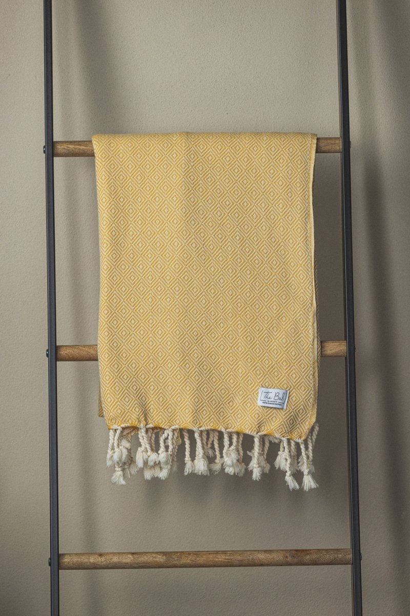 Diamond Turkish Towels – Luxurious Bath or Throw Blanket in Yellow - Bath Towels & Washcloths photo