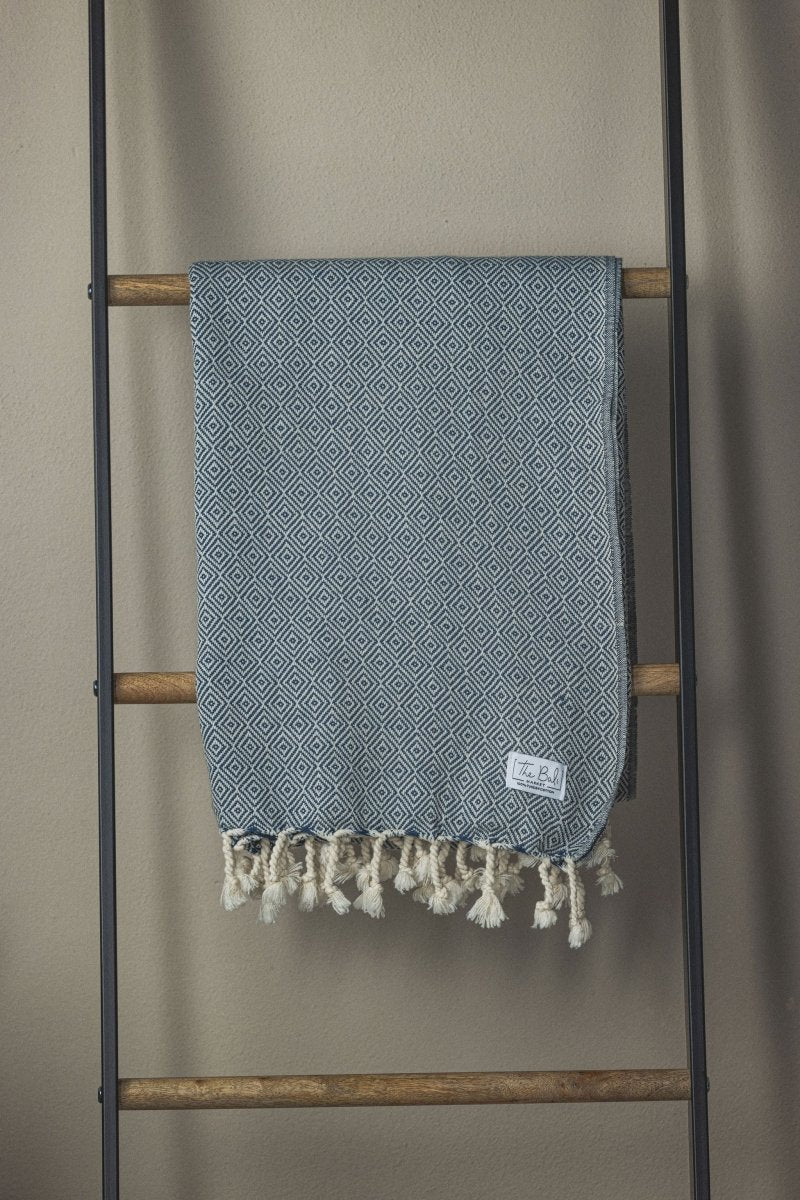 Diamond Turkish Towels – Luxurious Bath or Throw Blanket in Navy - Bath Towels & Washcloths photo