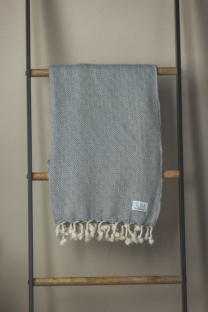 Diamond Turkish Towels – Luxurious Bath or Throw Blanket in Dark Grey - Bath Towels & Washcloths photo