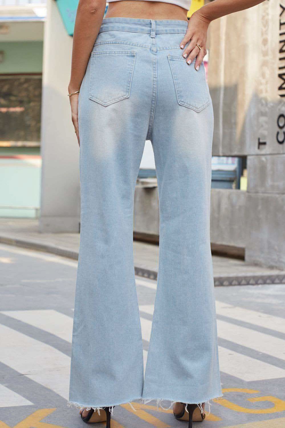 Distressed Buttoned Loose Fit Jeans, Multiple Colors - SwagglyLife Home & Fashion