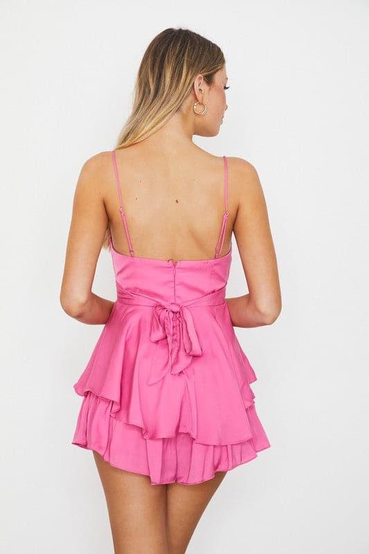 Double Ruched Cami Mini Romper - SwagglyLife Home & Fashion