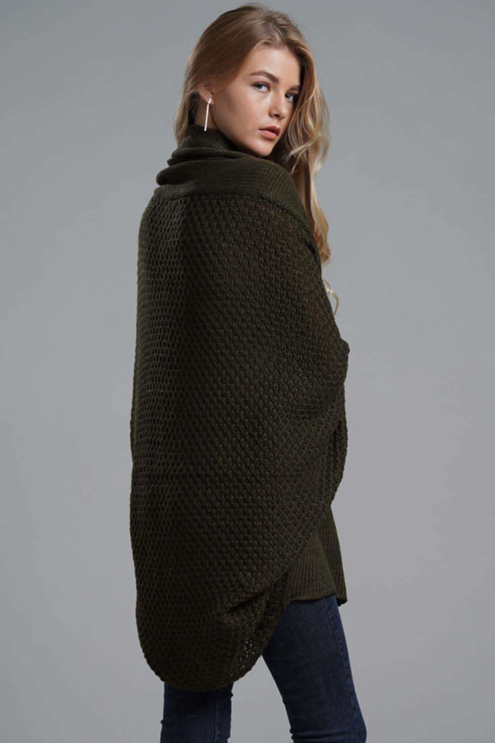 Dolman Sleeve Open Front Ribbed Trim Longline Cardigan, 11 Colors - SwagglyLife Home & Fashion