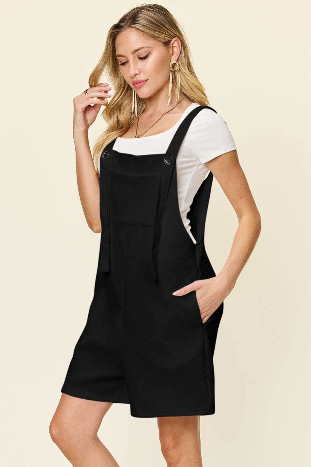 Double Take Full Size Texture Sleeveless Romper - SwagglyLife Home & Fashion