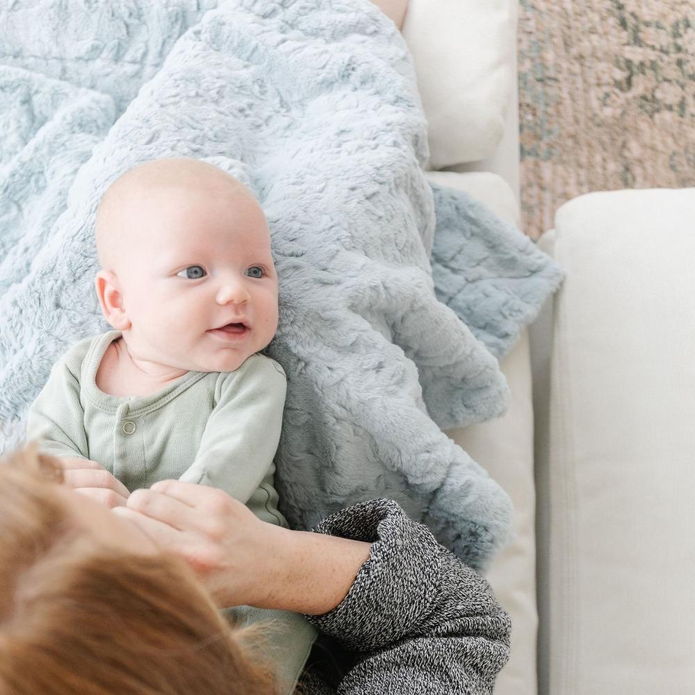 DREAM RECEIVING BLANKETS in Heather Blue - photo