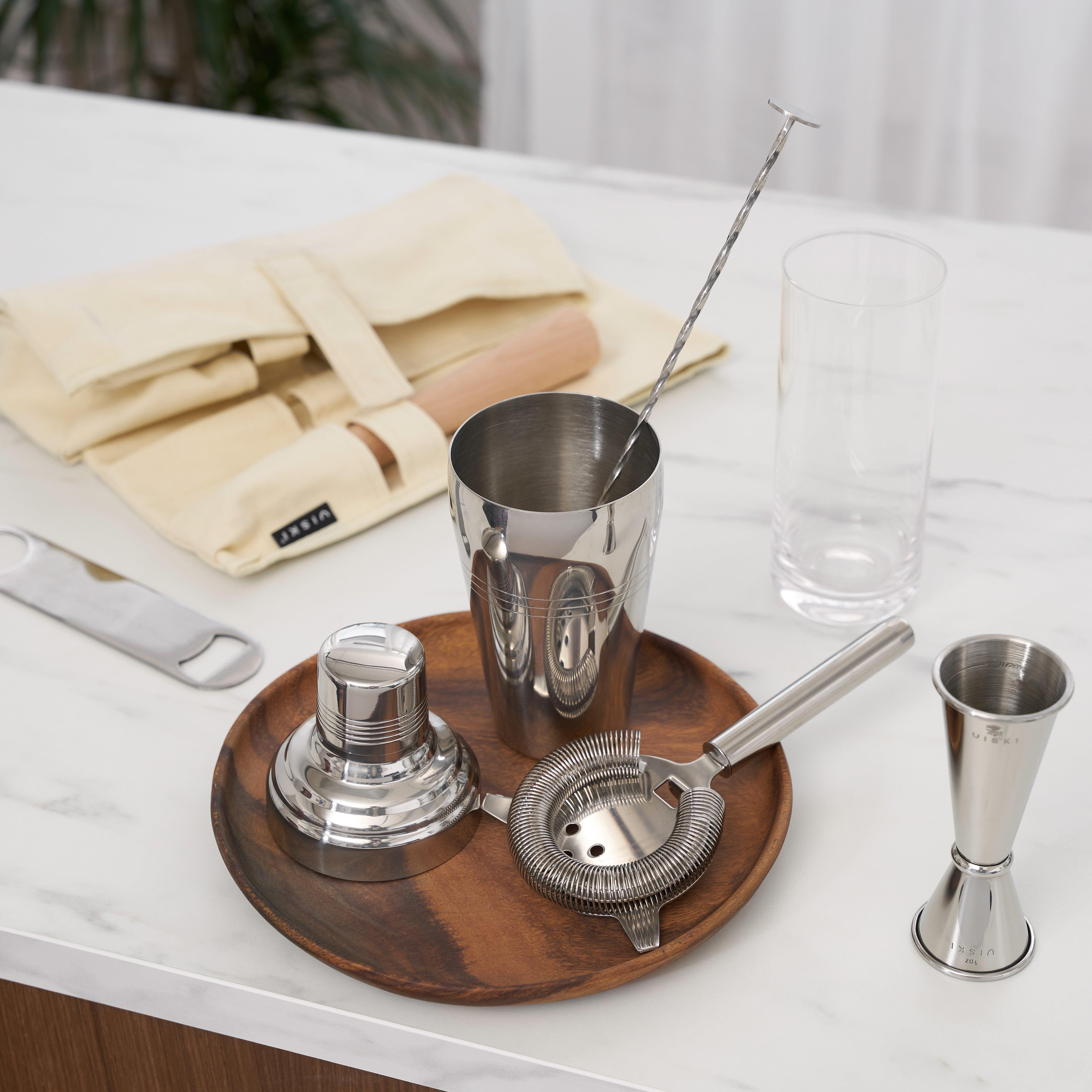 Viski 7-Piece Stainless Steel Travel Barware Set