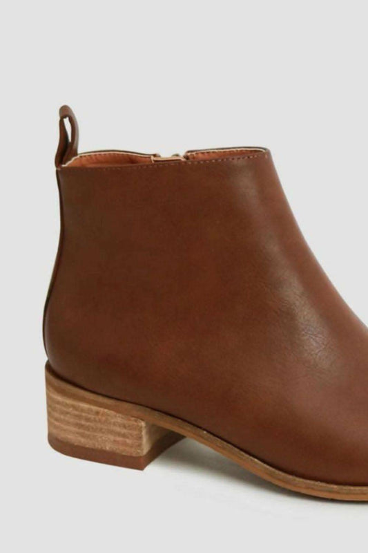 Beast Fashion PU Leather Block Heel Boots in - photo