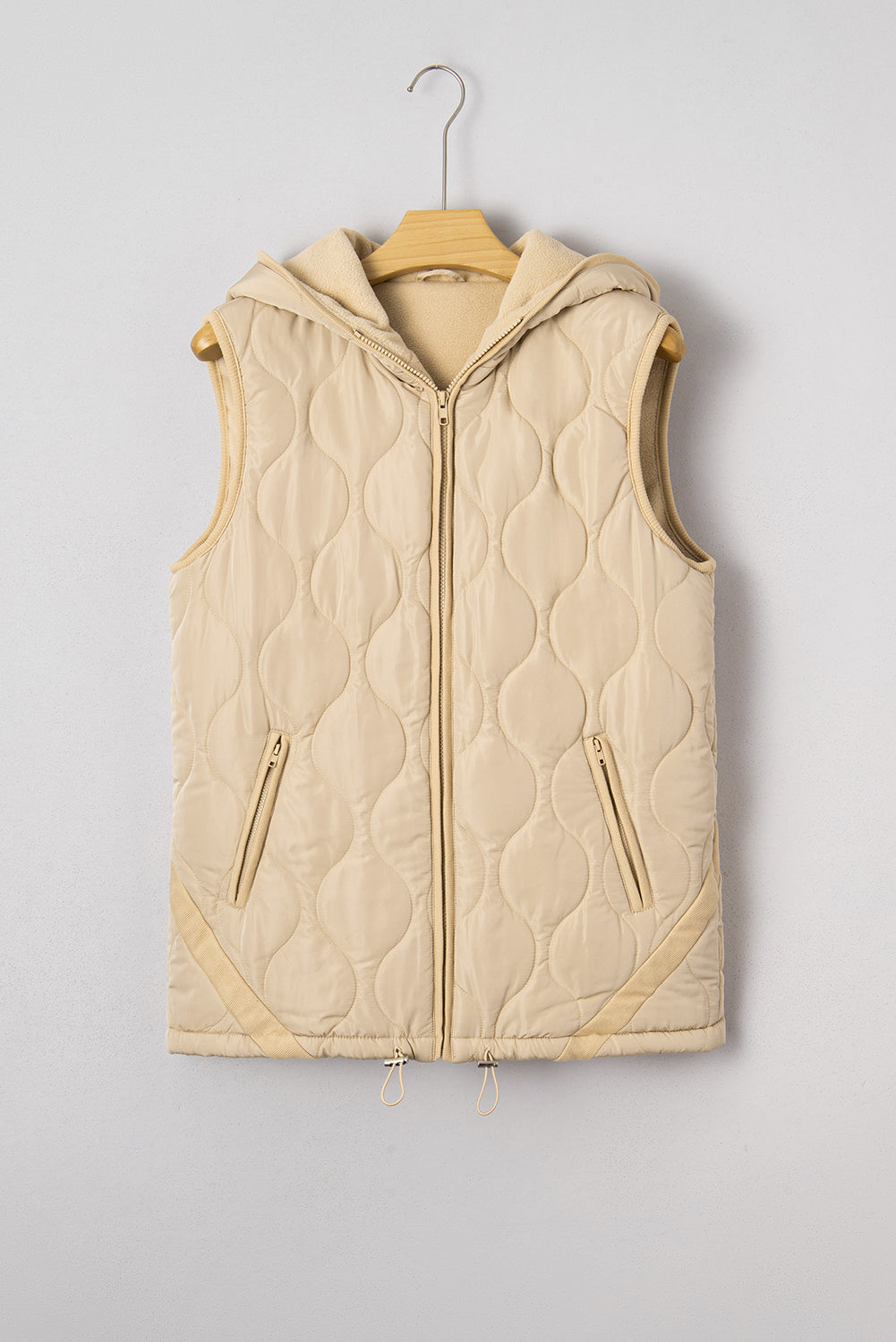 Sofia Padded Casual Winter Jacket in Pale Khaki - Vests photo
