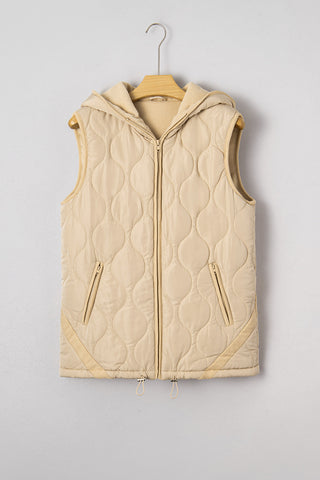Sofia Padded Casual Winter Jacket in Pale Khaki - Vests photo