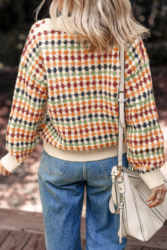 Seraxie Pattern Knit Front Sweater in - photo