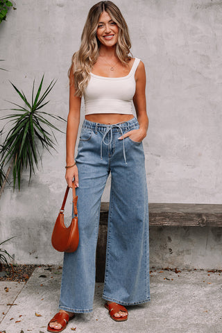 Zoe Medium Wash Super Wide Leg Denim Pants