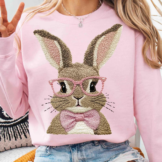 One Smart Bunny Graphic Sweatshirt in Three Colors in - Womens photo