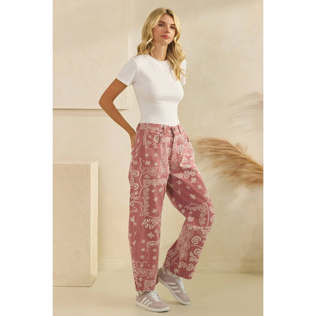 Vintage Pink Paisley Denim in - photo