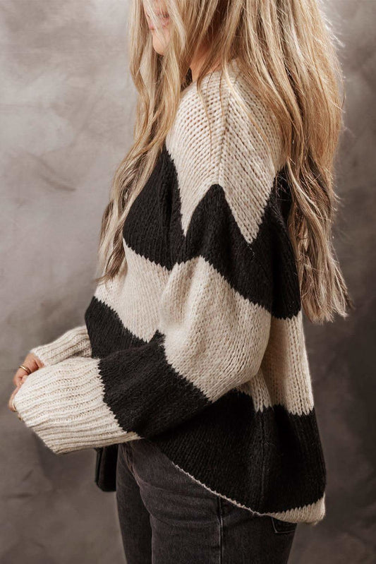 Color Block Round Neck Sweater in - Shirts & Tops photo