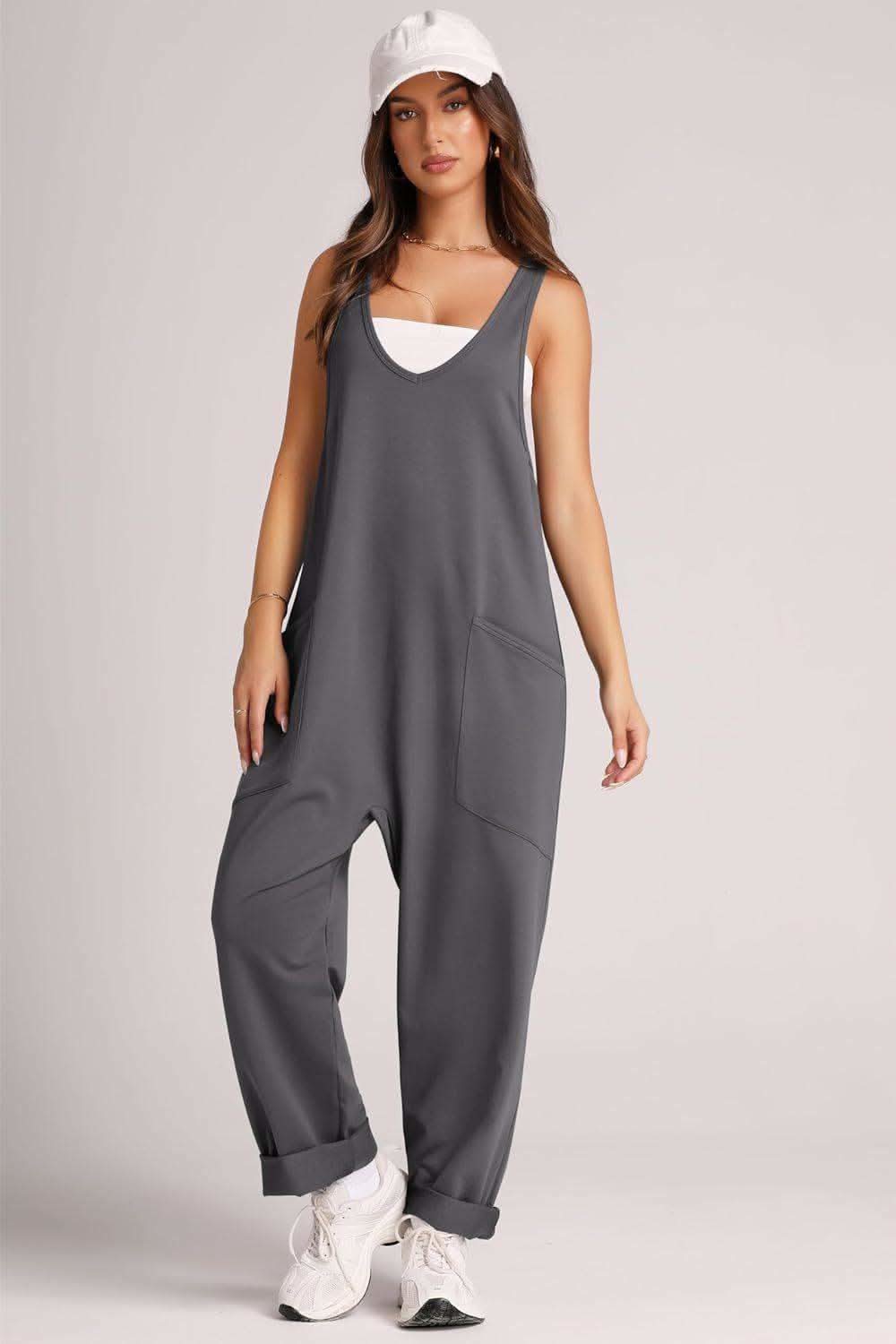 Lovelet V-Neck Wide Strap Overalls - SwagglyLife Home & Fashion