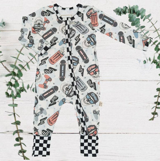 Boys Soft Sleepers Skull Crew Skateboard in - photo