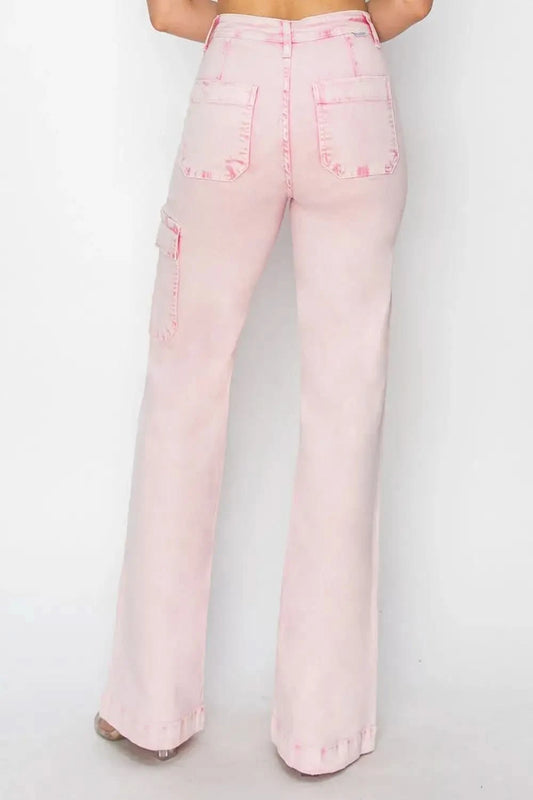 RISEN Full Size High Rise Cargo Pocket Jeans in - photo