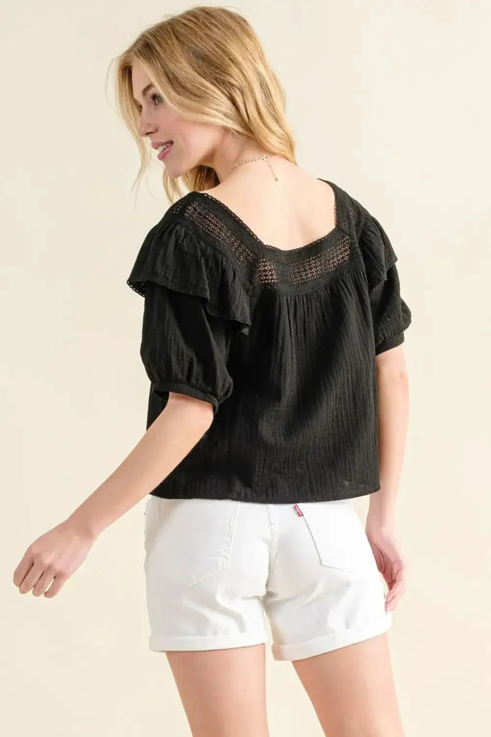 And The Why Square Neck Ruffled Blouse - SwagglyLife Home & Fashion