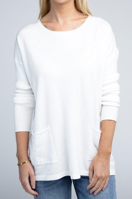 ZENANA Viscose Front Pockets Sweater